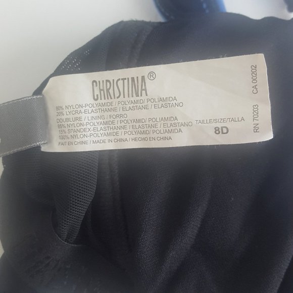 Christina Tankini Top Women's swimsuit black floral pattern wired sz 8D - Picture 9 of 11